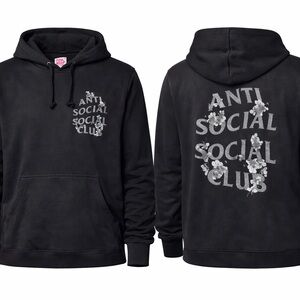 Anti Social Social Club Black Hoodie with Floral Design